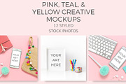 Pink Teal Yellow Mockups (23 Images)