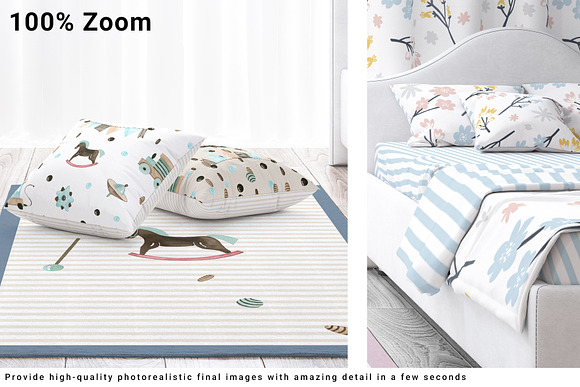 Kids Room - Curtain Bed Set Pillows in Product Mockups - product preview 1