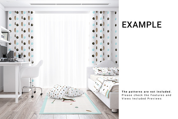Kids Room - Curtain Bed Set Pillows in Product Mockups - product preview 7