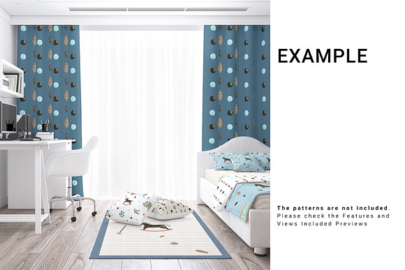 Kids Room - Curtain Bed Set Pillows in Product Mockups - product preview 9