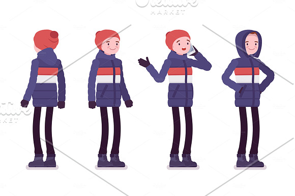 Man in down jacket character set in Illustrations - product preview 1