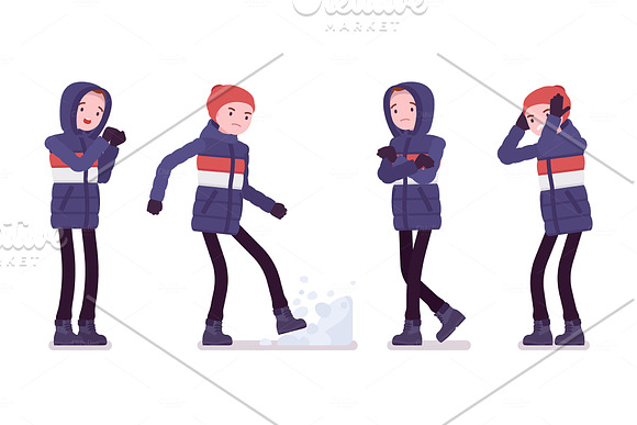Man in down jacket character set in Illustrations - product preview 4