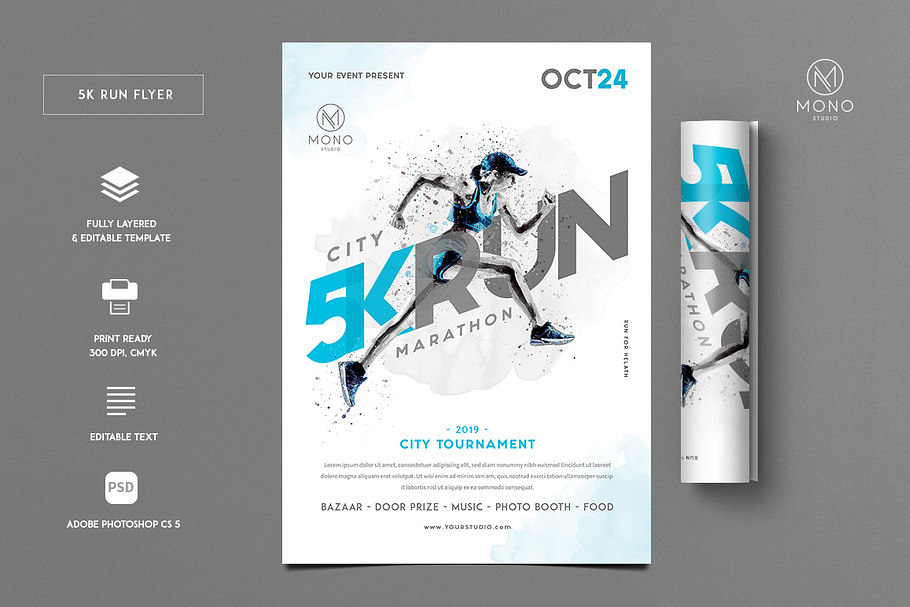 5K Run Event Flyer in Flyer Templates - product preview 8