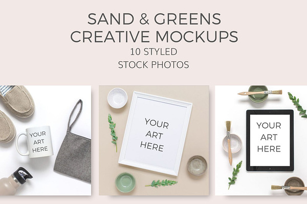 Sand & Green Mockups (19 Images)