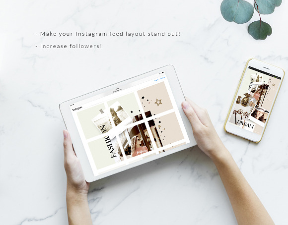 Instagram PUZZLE template - Coral in Instagram Templates - product preview 3