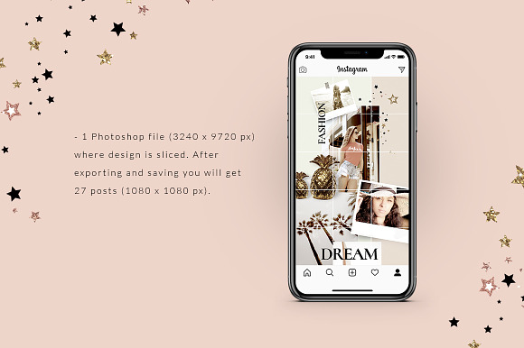 Instagram PUZZLE template - Coral in Instagram Templates - product preview 4