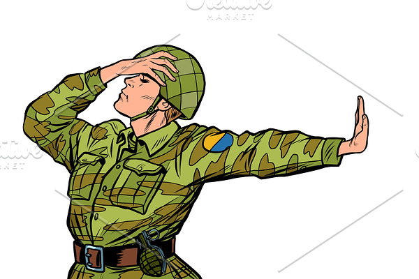 Caucasian soldier in uniform shame