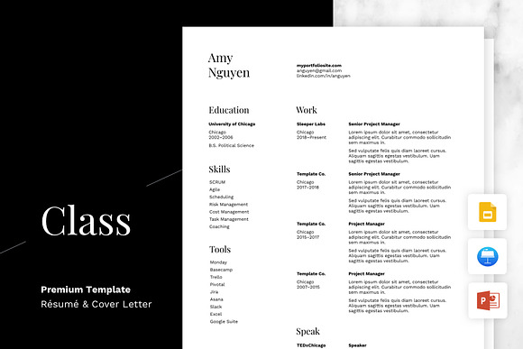 Class - Resume and Cover Letter in Letter Templates - product preview 4