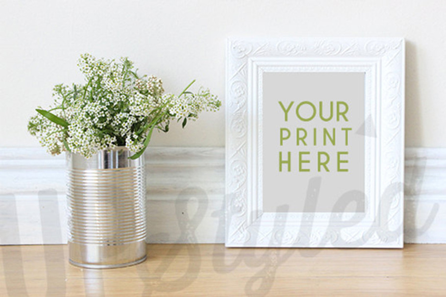 F111 Styled Frame & Flowers Mock Up in Print Mockups - product preview 8