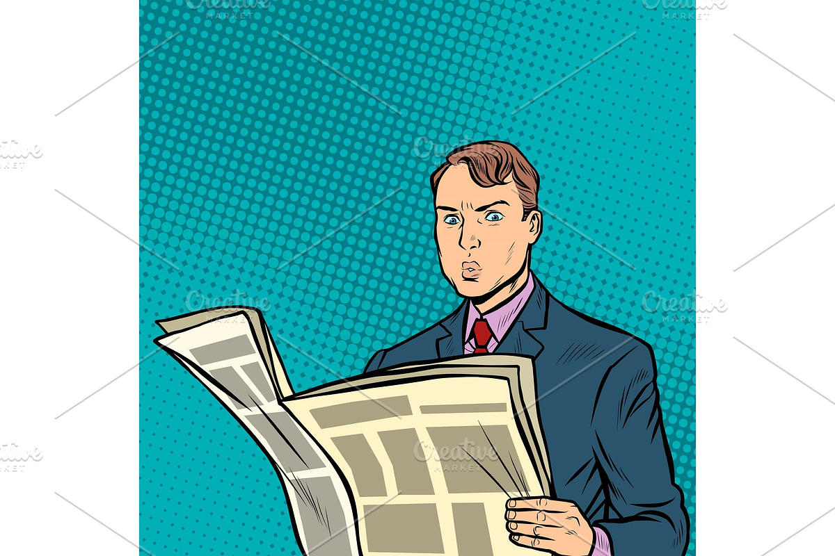 man reading a newspaper in Illustrations - product preview 8