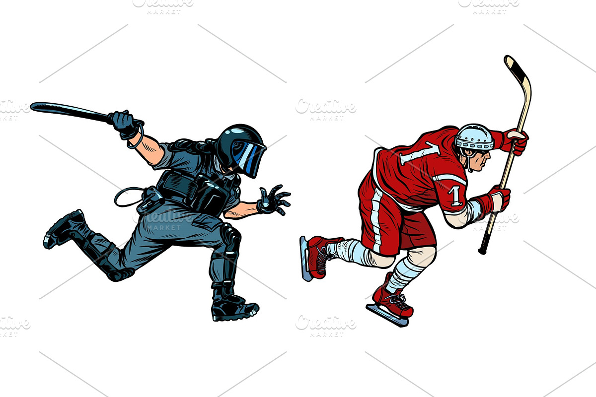 hockey player. riot police with a in Illustrations - product preview 8