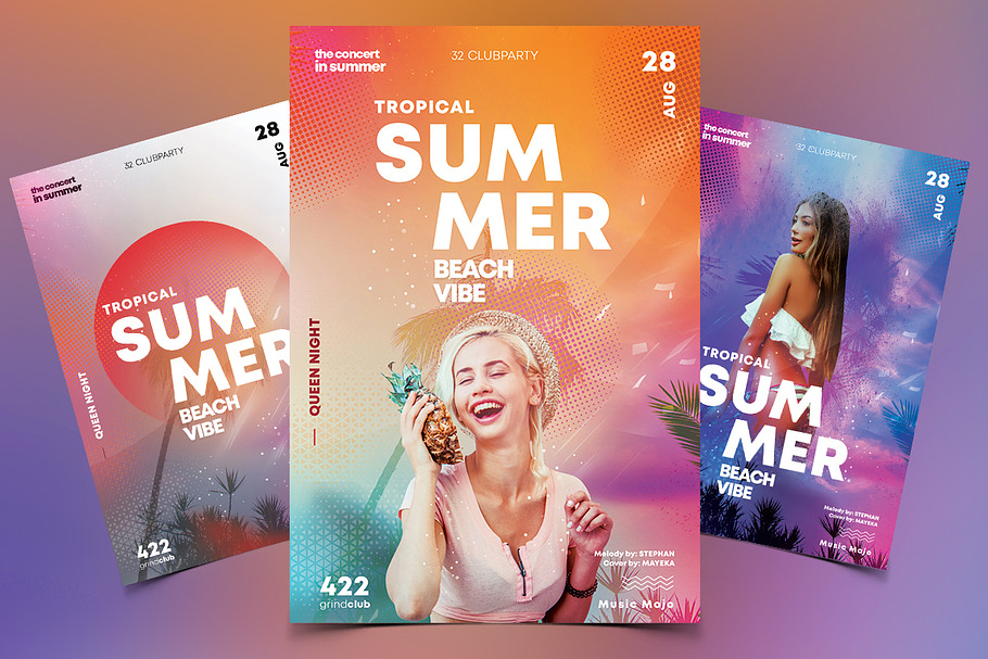 Tropical Events 3 PSD Flyers / Card in Flyer Templates - product preview 8