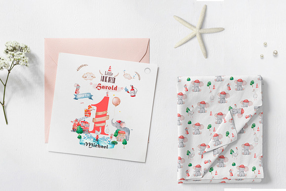 Little Heroes Cute watercolor animal in Illustrations - product preview 1