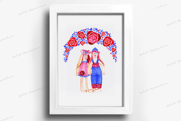 Loving rabbits under the flower arch in Illustrations - product preview 1