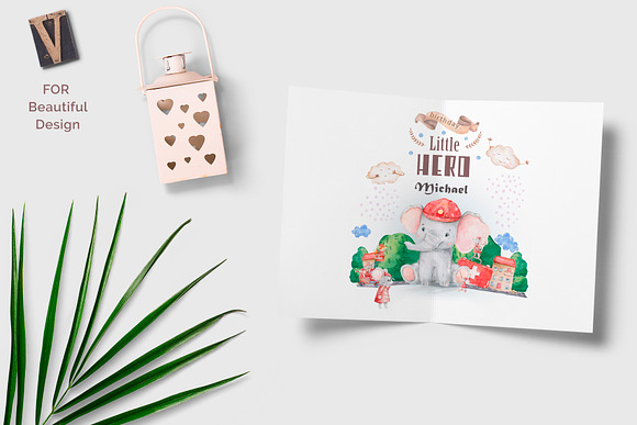 Little Heroes Cute watercolor animal in Illustrations - product preview 2