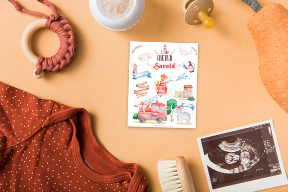 Little Heroes Cute watercolor animal in Illustrations - product preview 4
