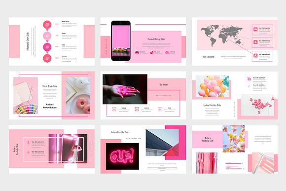 Andara : Pink Lookbook Powerpoint in PowerPoint Templates - product preview 2