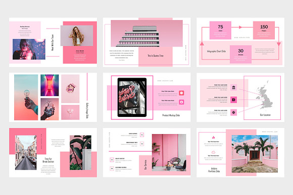 Andara : Pink Lookbook Powerpoint in PowerPoint Templates - product preview 3