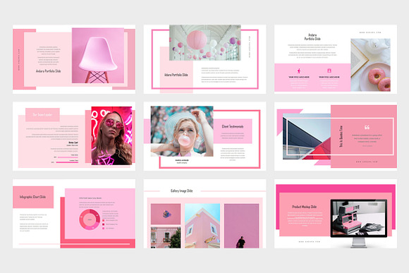 Andara : Pink Lookbook Powerpoint in PowerPoint Templates - product preview 4