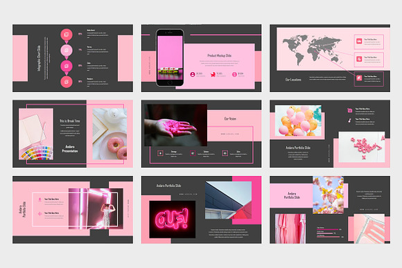 Andara : Pink Lookbook Powerpoint in PowerPoint Templates - product preview 8