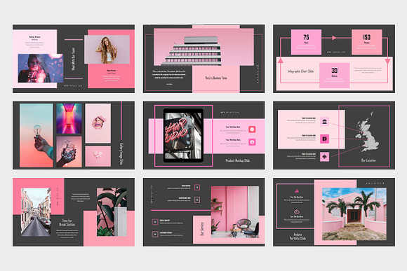 Andara : Pink Lookbook Powerpoint in PowerPoint Templates - product preview 9