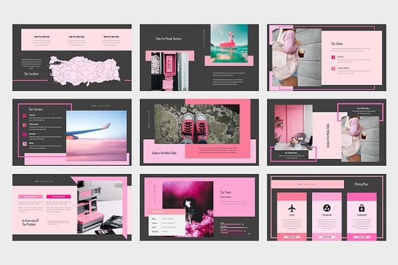 Andara : Pink Lookbook Powerpoint in PowerPoint Templates - product preview 11