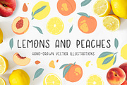 Lemons and peaches illustrations