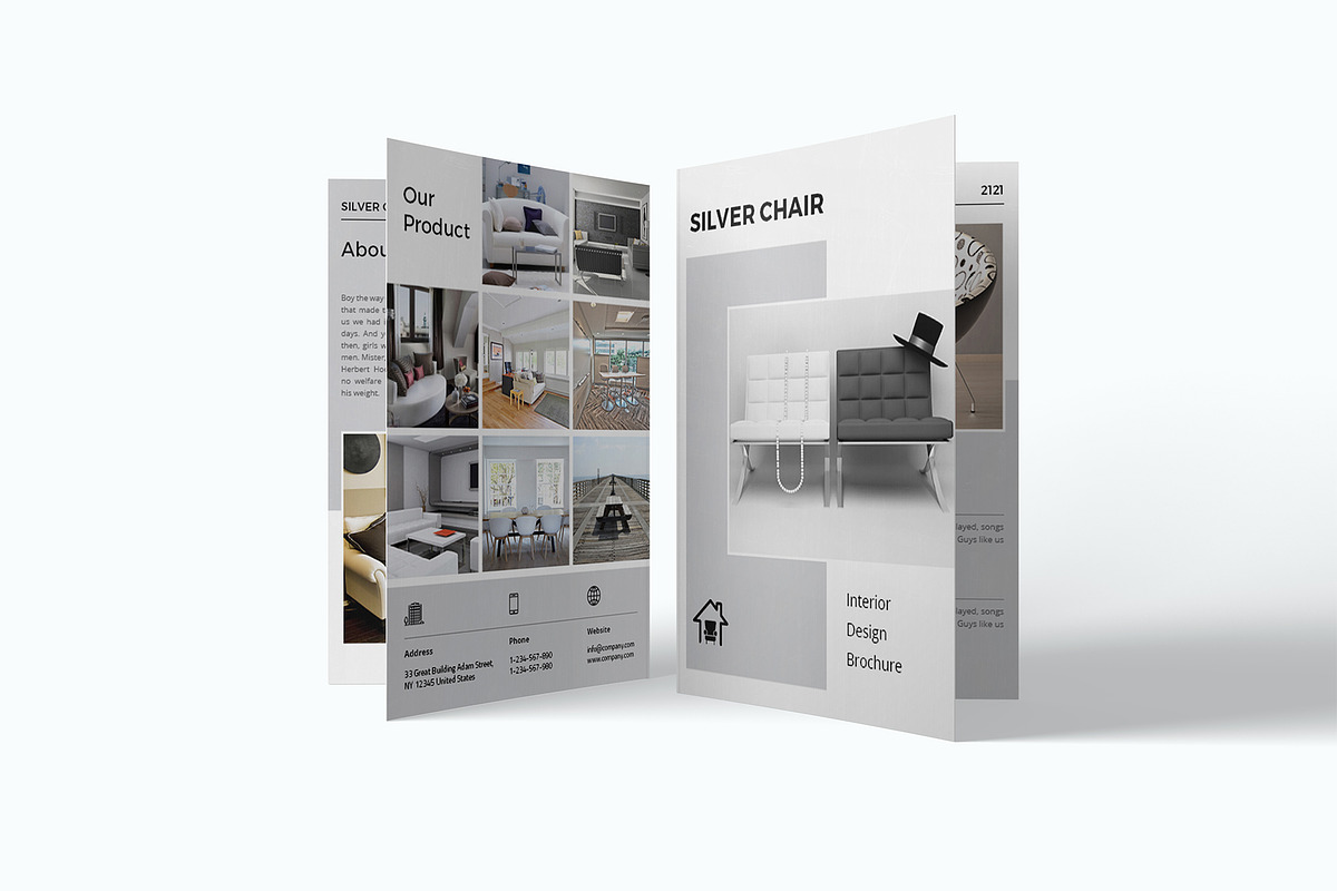 Interior Design Bifold Brochure in Brochure Templates - product preview 8