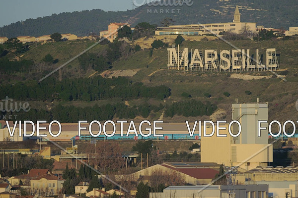 Marseille view with city name on