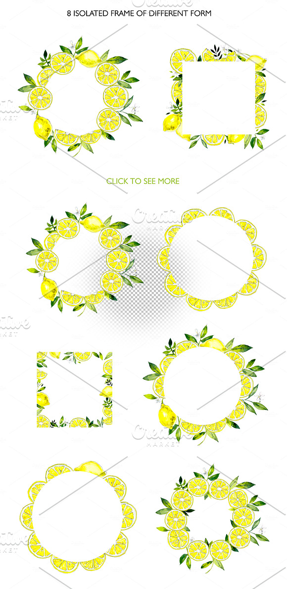 Watercolor pattern. Lemons in Illustrations - product preview 1