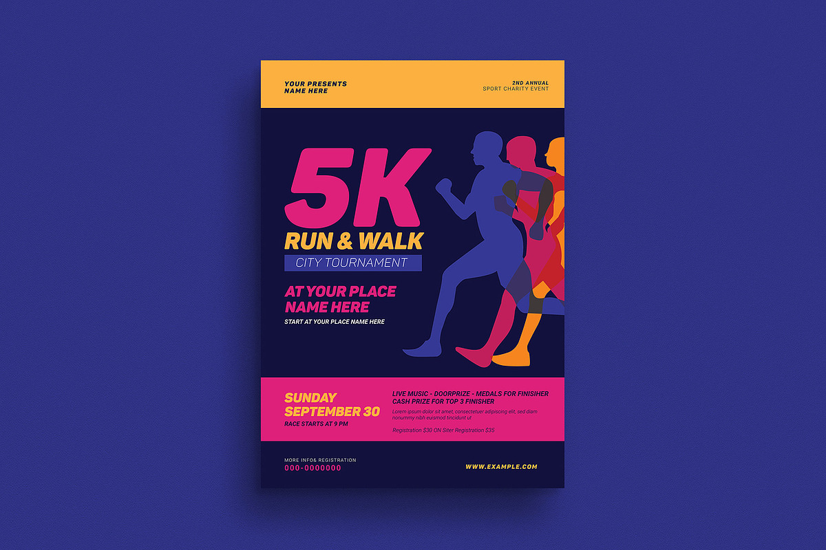 5k Run & Walk Event Flyer in Flyer Templates - product preview 8