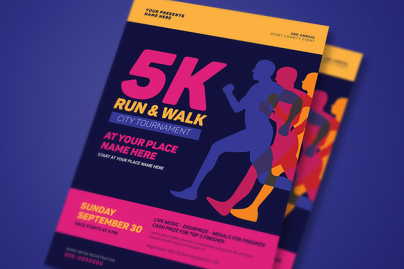 5k Run & Walk Event Flyer in Flyer Templates - product preview 1