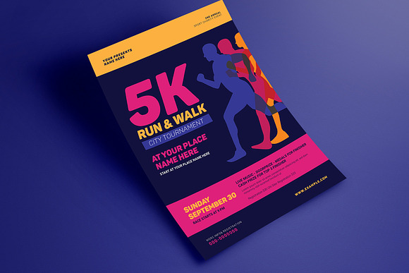 5k Run & Walk Event Flyer in Flyer Templates - product preview 2