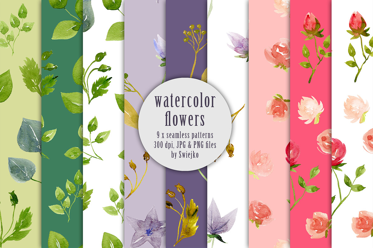 Watercolor flora pattern in Patterns - product preview 8