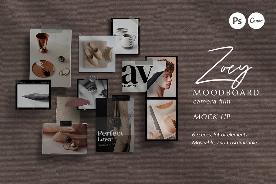 PS & Canva Zoey Moodboard Mockup in Scene Creator Mockups - product preview 8