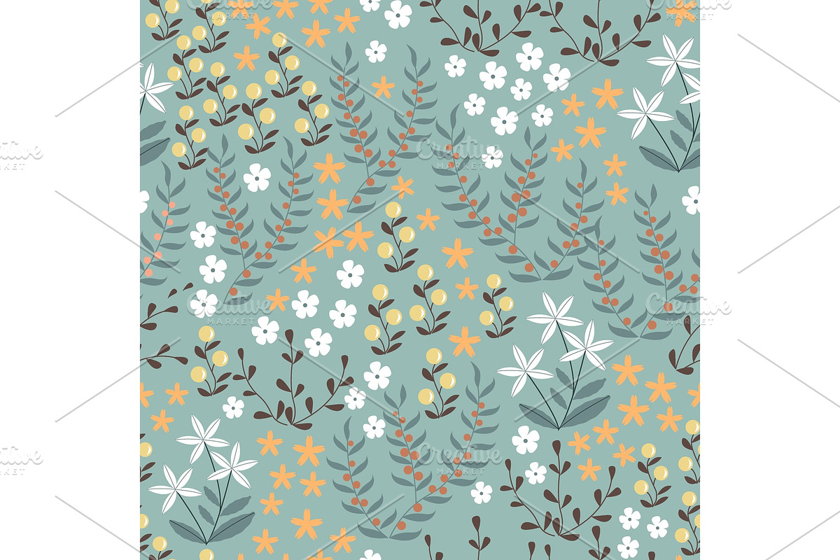 Vector floral seamless pattern with in Illustrations - product preview 8