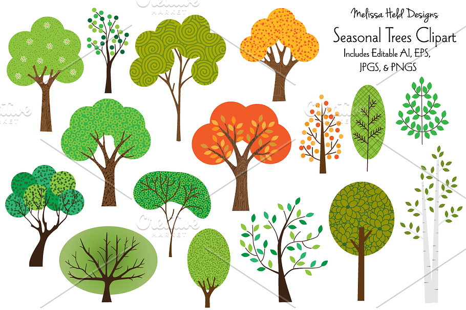 Seasonal Trees Clipart