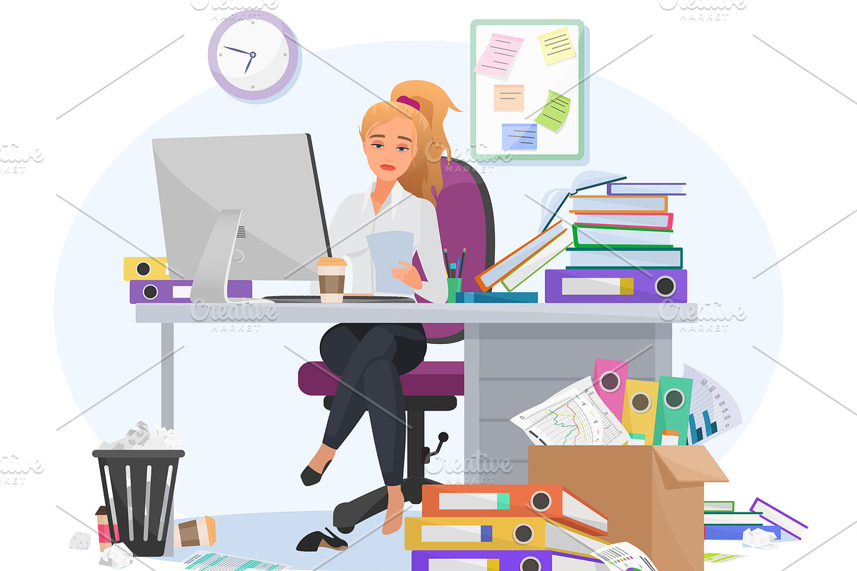 Tired sleepy office worker in Illustrations - product preview 8
