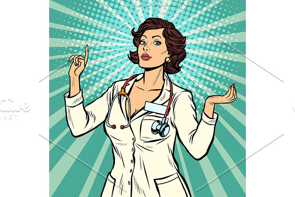 woman doctor presentation gesture