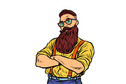 bearded hipster with glasses isolate