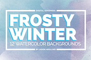Frosty Winter Watercolor Backgrounds