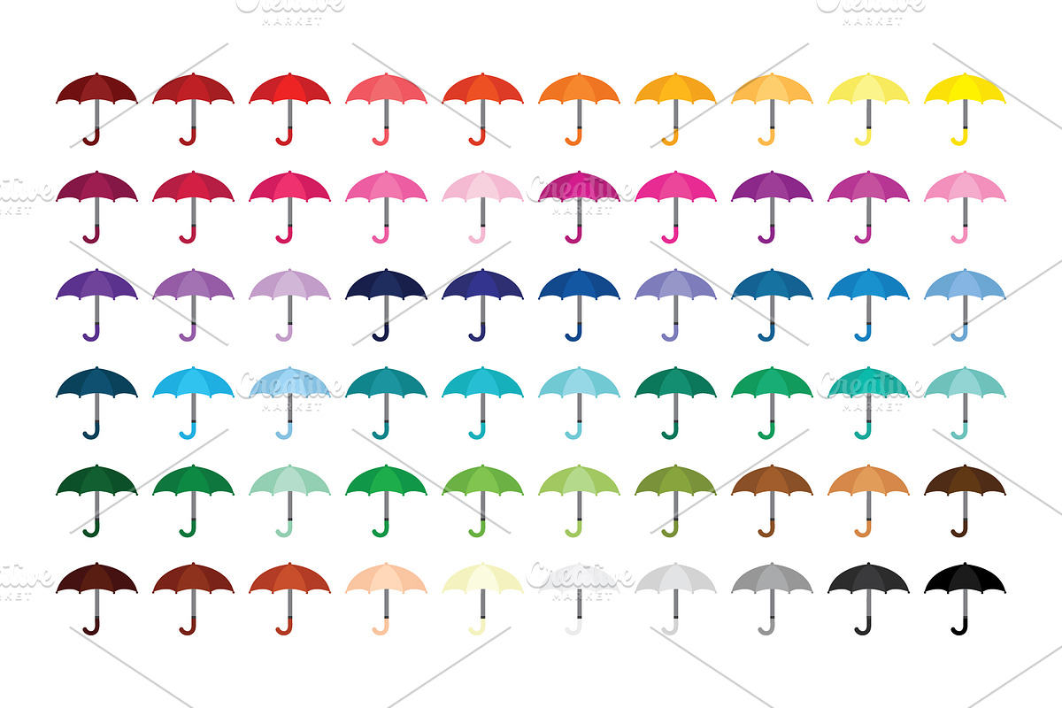 Umbrellas and Raindrops Clip Art Set in Objects - product preview 8