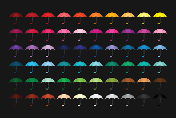 Umbrellas and Raindrops Clip Art Set in Objects - product preview 1