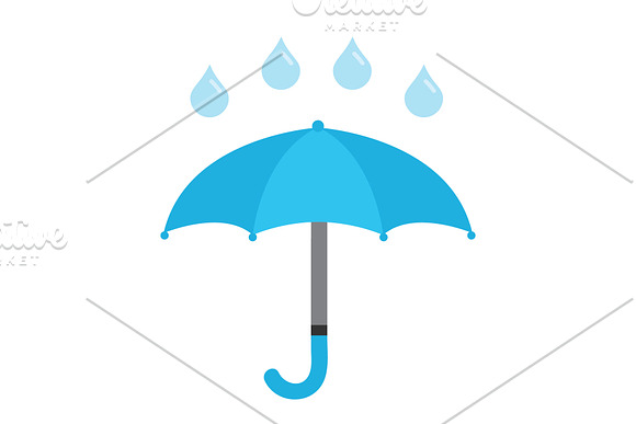 Umbrellas and Raindrops Clip Art Set in Objects - product preview 3