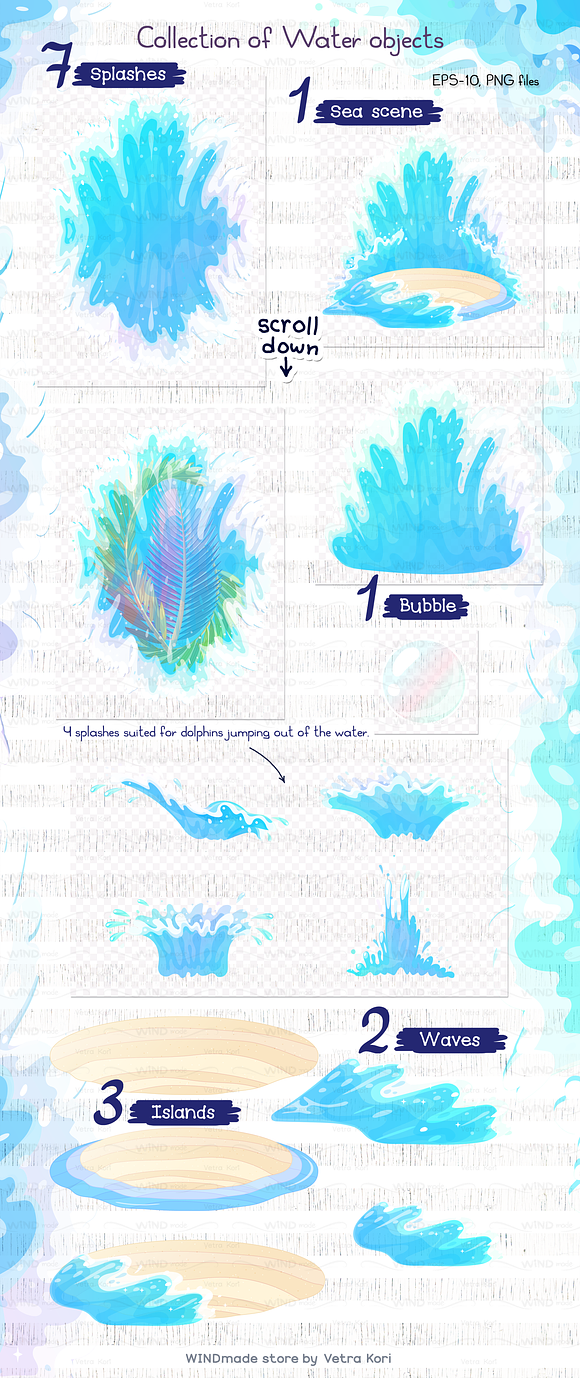 vector SET Sea dream in Illustrations - product preview 2
