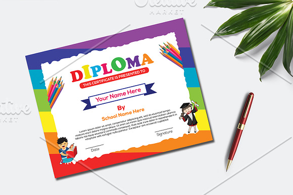 Certificate Kid's Diploma V17 in Stationery Templates - product preview 2