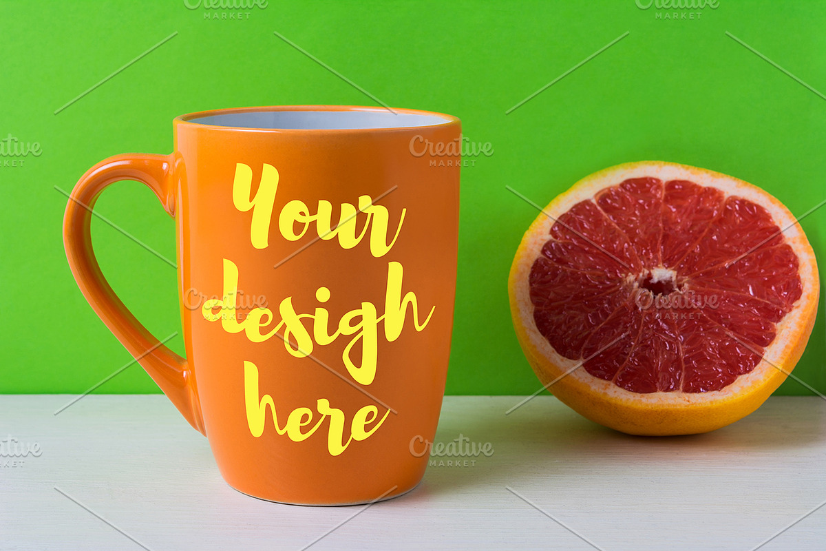 Orange coffee cappuccino mug mockup in Branding Mockups - product preview 8