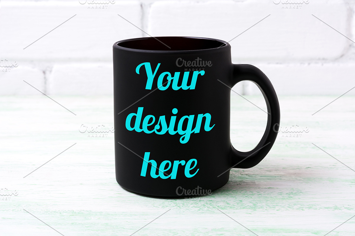 Black coffee mug mockup in Branding Mockups - product preview 8