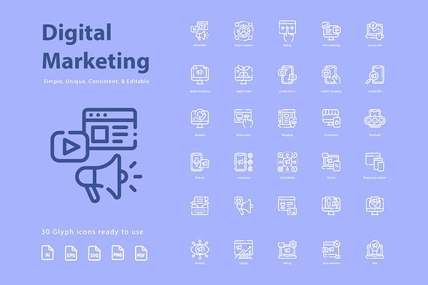 Digital Marketing Lineart Icons