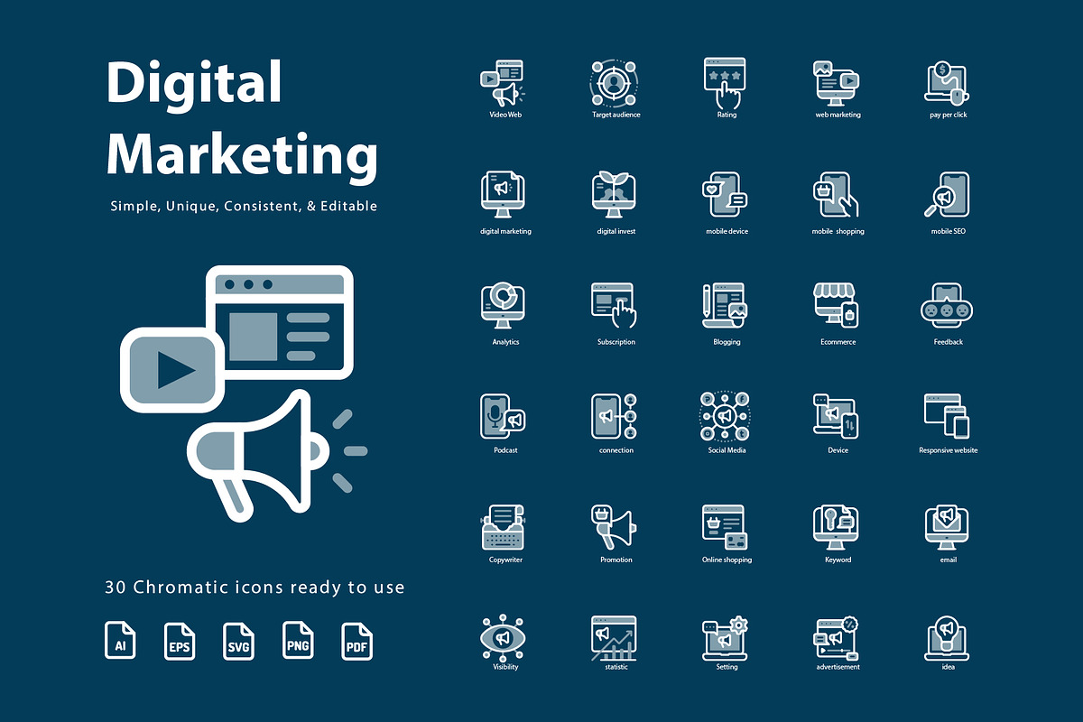 Digital Marketing Chromatic Icons in Marketing Icons - product preview 8